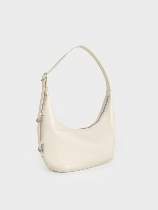 حقيبة هوبو براينا بتصميم مقوس, كريمي, hi-res