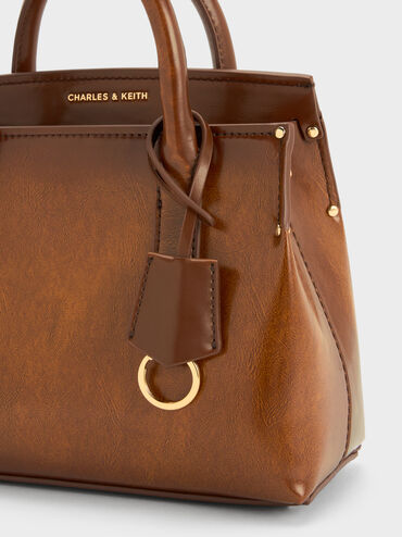 Rene Structured Top Handle Bag, Tan, hi-res