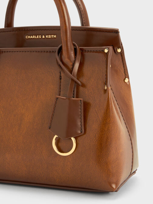 Rene Structured Top Handle Bag, Tan, hi-res