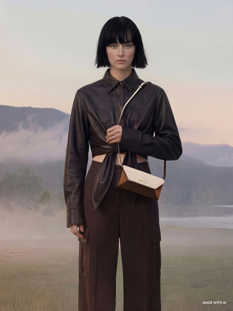 Nasrin Geometric Long Wallet, Multi Brown, hi-res