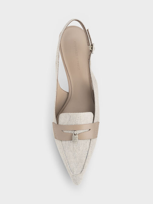 Griselda Two-Tone Slingback Pumps, Light Grey, hi-res