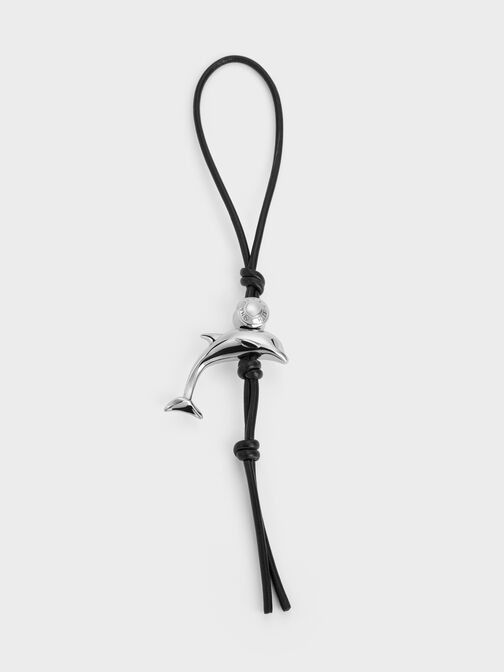 Delfina Dolphin Rope-Knot Charm, Noir, hi-res