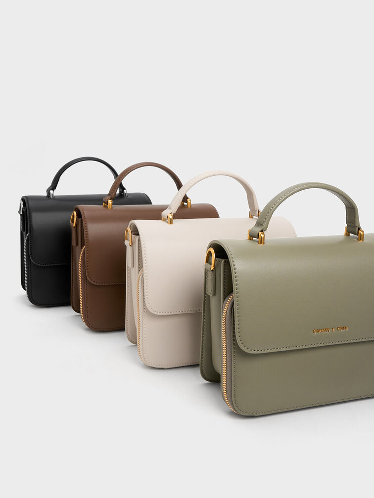 Octavia Front Flap Top Handle Bag, Noir, hi-res