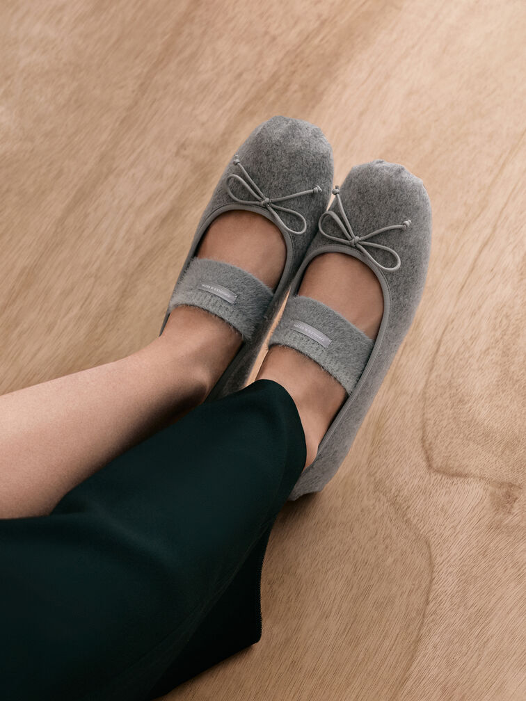 Winona Felt Mary Jane Flats, Light Grey, hi-res