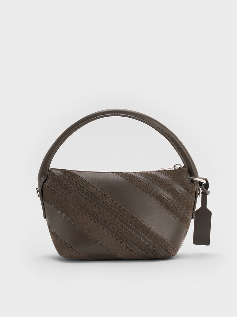 Zeya Recycled Suede Top Handle Bag, Dark Moss, hi-res