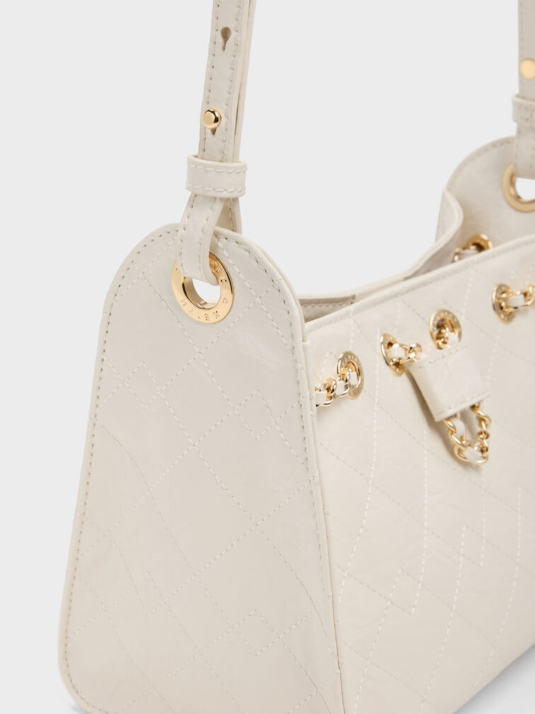 حقيبة باكيت ديو مبطنة برباط, كريمي, hi-res