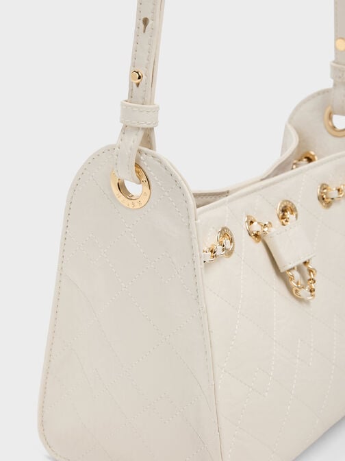 حقيبة باكيت ديو مبطنة برباط, كريمي, hi-res