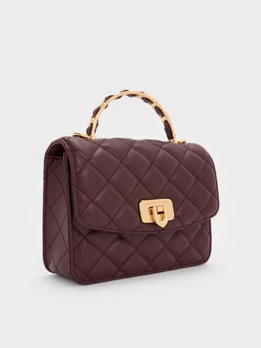 حقيبة يد مطبنة, أحمر توتي فاخر, hi-res