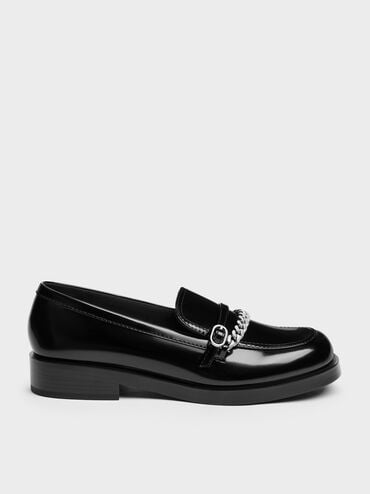 Georgie Chain Loafers, Black Boxed, hi-res