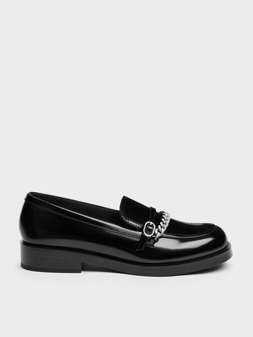 Georgie Chain Loafers, Black Boxed, hi-res