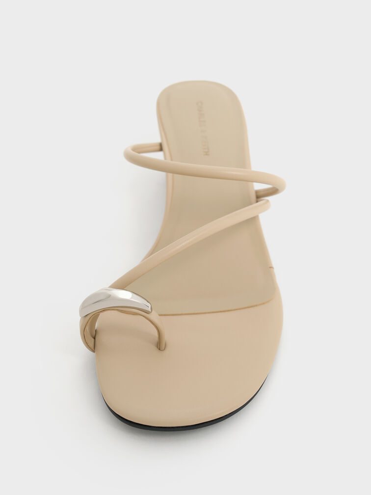 Toe-Ring Strappy Heels, Taupe, hi-res