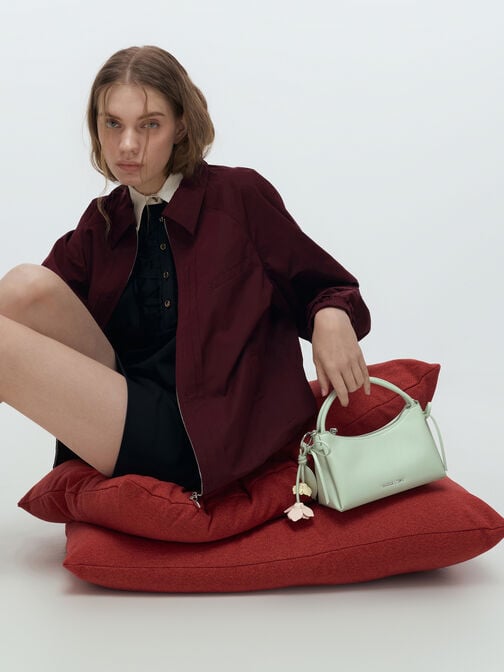 Hazel Bow Top Handle Bag, Mint Green, hi-res