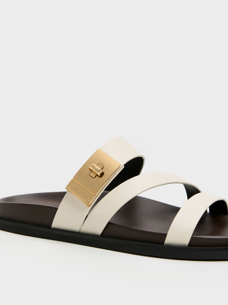 صندل أيلين بسيور وإبزيم ميتاليك, أبيض, hi-res