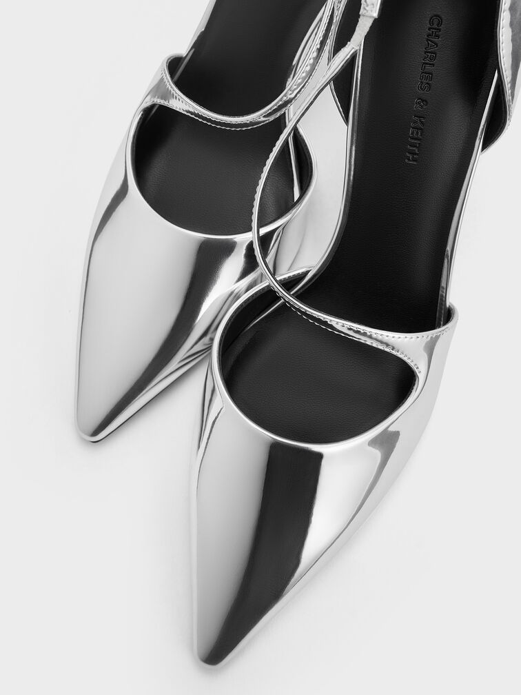 حذاء دورسي ميتاليك بكعب رفيع, فضي, hi-res