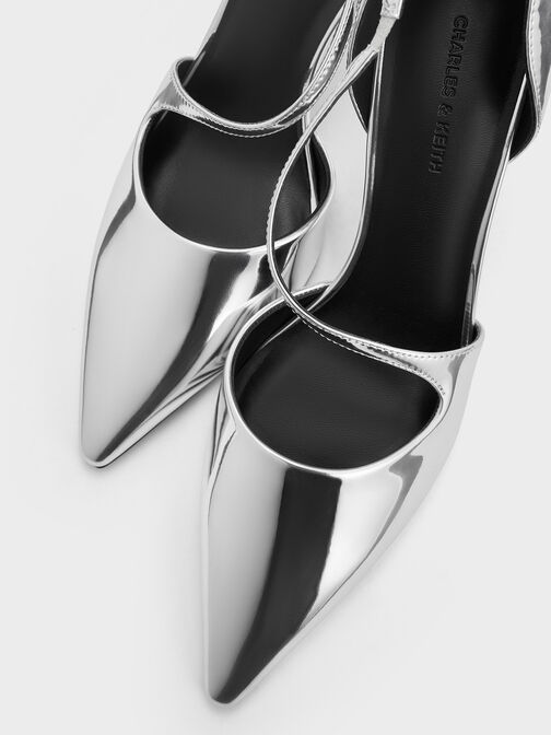 حذاء دورسي ميتاليك بكعب رفيع, فضي, hi-res