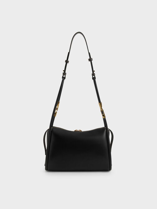 حقيبة كتف ليلا لينة بتصميم أنبوبي, أسود, hi-res