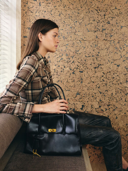 Kerry Trapeze Tote Bag, Black, hi-res