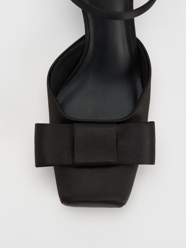 Brantley Bow Ankle-Strap Pumps, Black Textured, hi-res