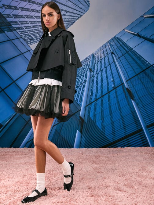 حذاء ماري جين بمقدمة مربعة مزين بفيونكة, أسود, hi-res