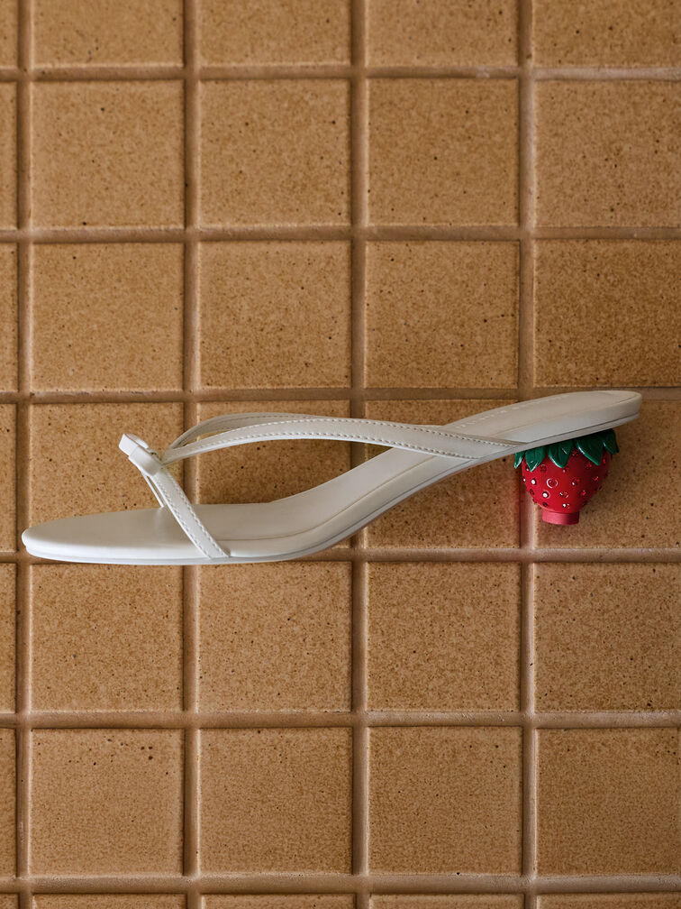 حذاء ميول سونالي بفيونكة وكعب "فراولة", أبيض, hi-res