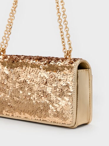 محفظة بسلسلة بافوتو مزينة بالترتر, ذهبي, hi-res