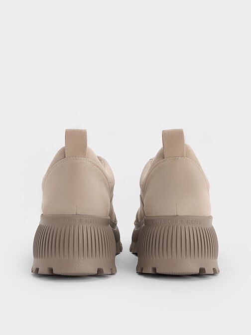 Darra Faux Suede Ridged-Sole Platform Sneakers, Beige, hi-res