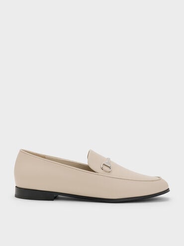 Leslie Metallic-Accent Loafers, Beige, hi-res
