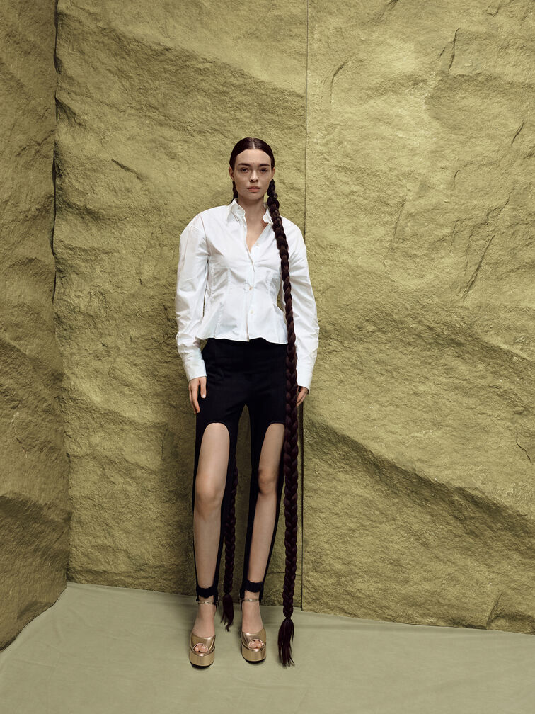 حذاء فرانشيسكا ذو الكعب العالي المفتوح من الأمام والمصنوع من الجلد المعدني, ذهبي, hi-res