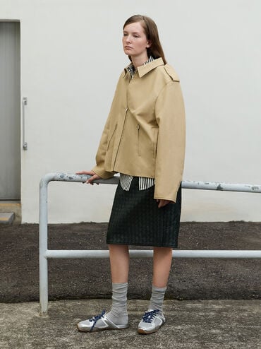 حذاء رياضي بتصميم سهل الارتداء من الدانتيل بتصميم شبكي بلون معدني مزخرف بأربطة منقوشة, فضي, hi-res