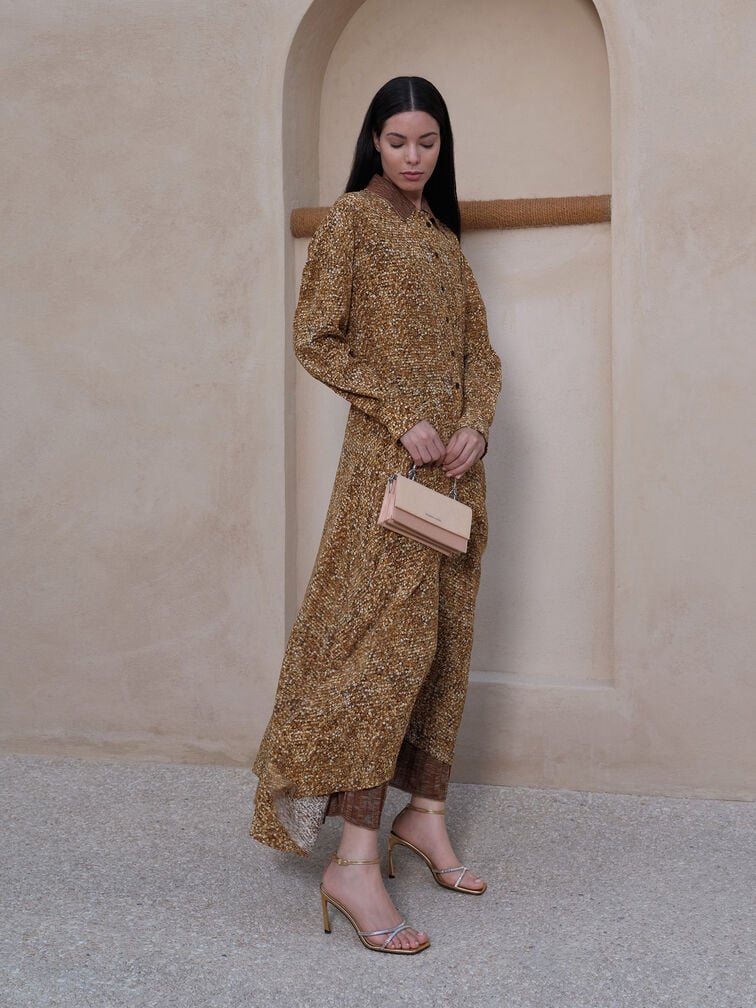 محفظة كريستين بسلسلة وتصميم لامع, وردي, hi-res