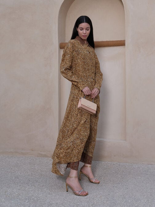 محفظة كريستين بسلسلة وتصميم لامع, وردي, hi-res