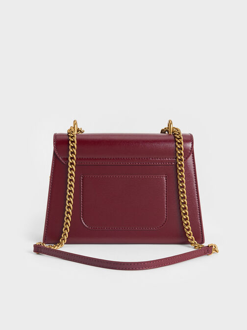 Samantha Envelope Chain-Handle Bag, Burgundy, hi-res