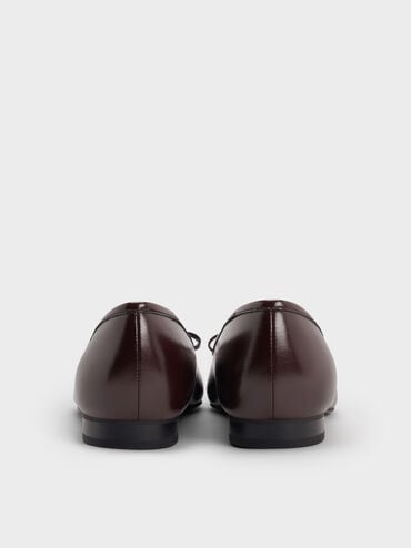 أحذية باليه بمقدمة مدببة ولمسة معدنية مزينة بفيونكة, ماروني, hi-res