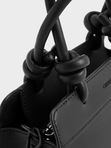 Sabine Knotted-Handle Trapeze Tote Bag, Jet Black, hi-res