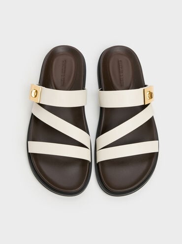 صندل أيلين بسيور وإبزيم ميتاليك, أبيض, hi-res