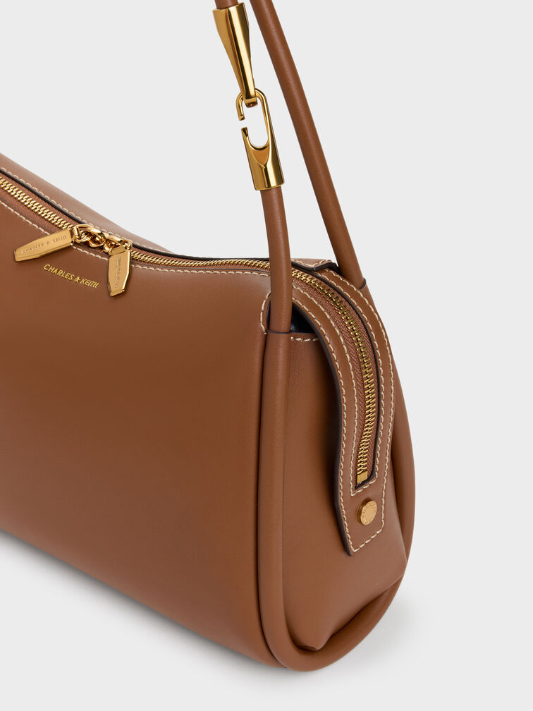 حقيبة كتف ليلا لينة بتصميم أنبوبي, شوكولاتي, hi-res