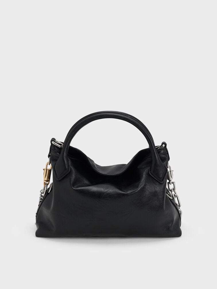 Mini Delfina Chain Tote Bag, Noir, hi-res