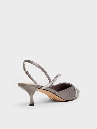 Gem Slingback Kitten Heels, Pewter, hi-res