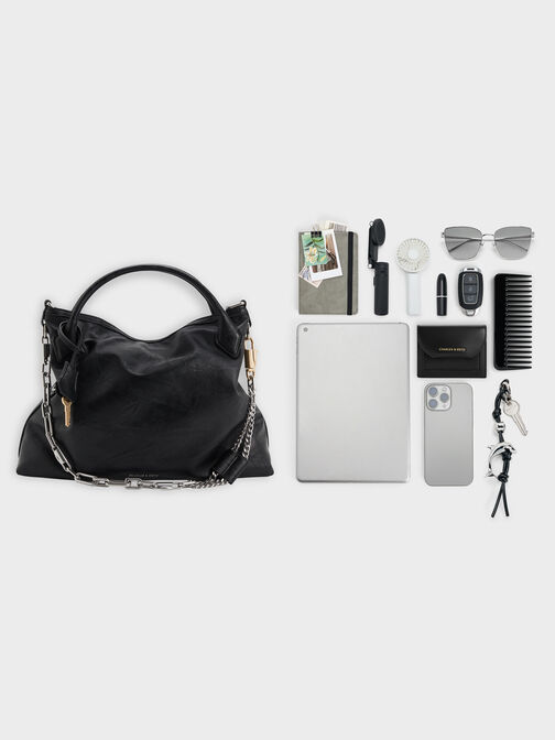 حقيبة دلفينا ذات السلسلة, أسود كلاسيكي, hi-res