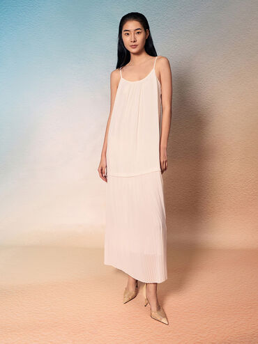 Mesh Pointed-Toe D'Orsay Pumps, Nude, hi-res