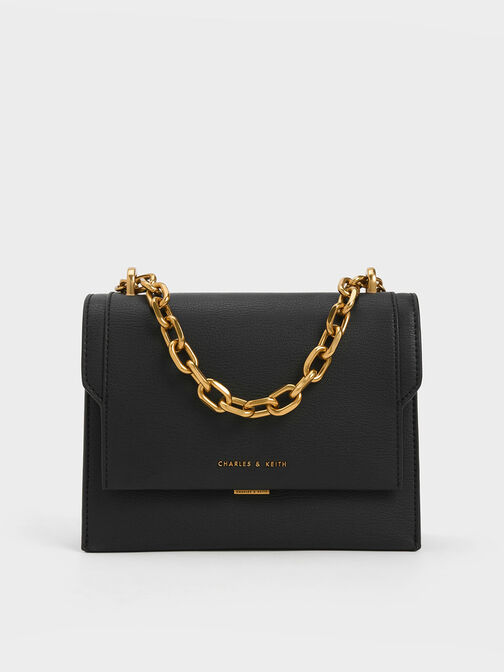 Brennan Chain Handle Crossbody Bag, Black, hi-res