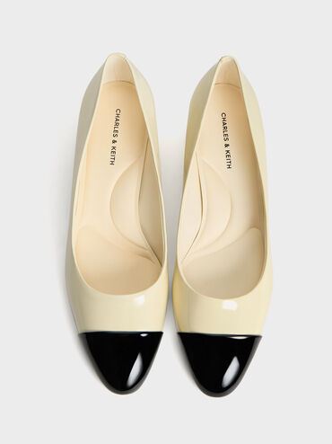 Kleo Patent Contrast Cap-Toe Pumps, Chalk, hi-res