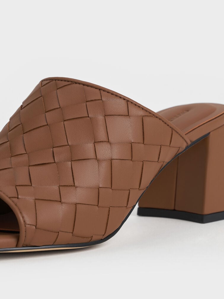 ميولز إيڤيت بكعب وتصميم متشابك بمقدمة مربعة, كراميل, hi-res