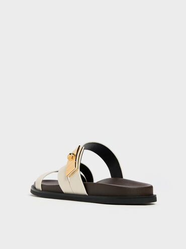 صندل أيلين بسيور وإبزيم ميتاليك, أبيض, hi-res