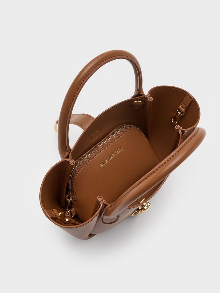 حقيبة توت "أجاثا" بلمسة سلسلة, شوكولاتي, hi-res