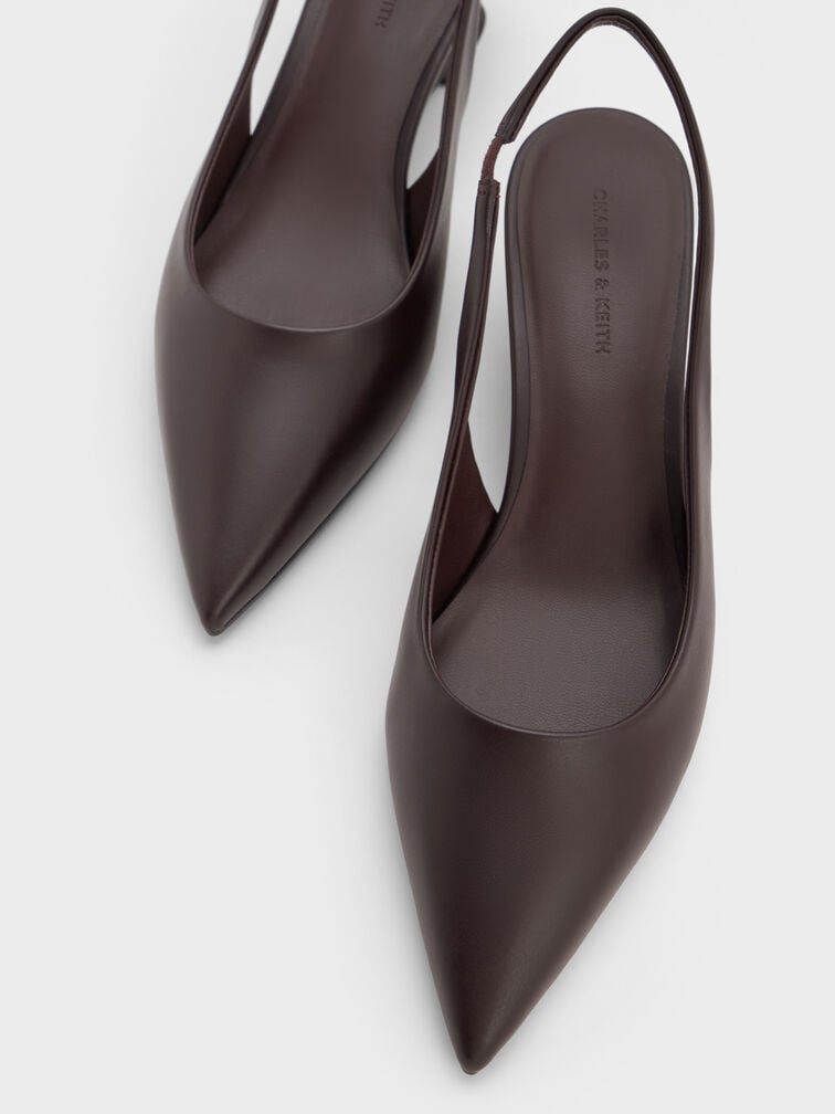 Sculptural-Heel Slingback Wedges, Burgundy, hi-res