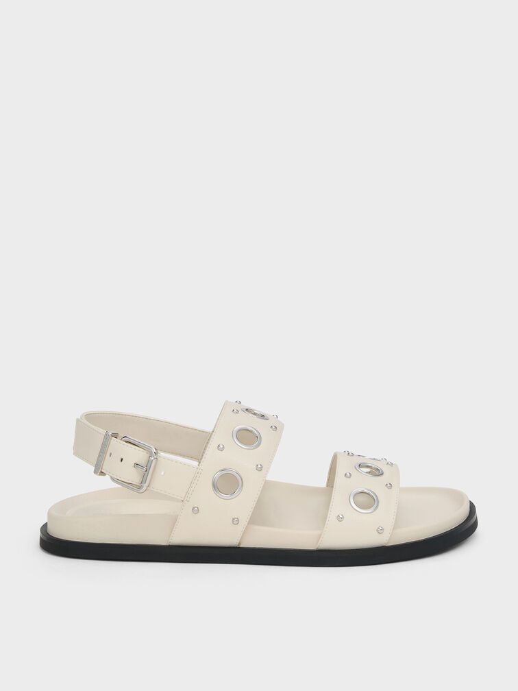 Grommet Slingback Sandals, Chalk, hi-res