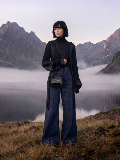 Midori Geometric Bowling Bag, Jet Black, hi-res