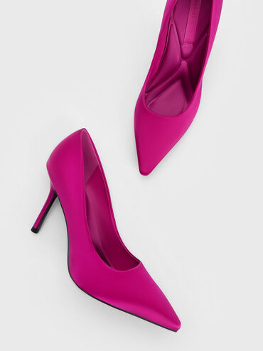 Emmy Recycled Polyester Stiletto Heel Pumps, Fuchsia, hi-res