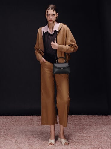 حقيبة ظهر بحمالة يد مزينة بعقدة, أسود, hi-res